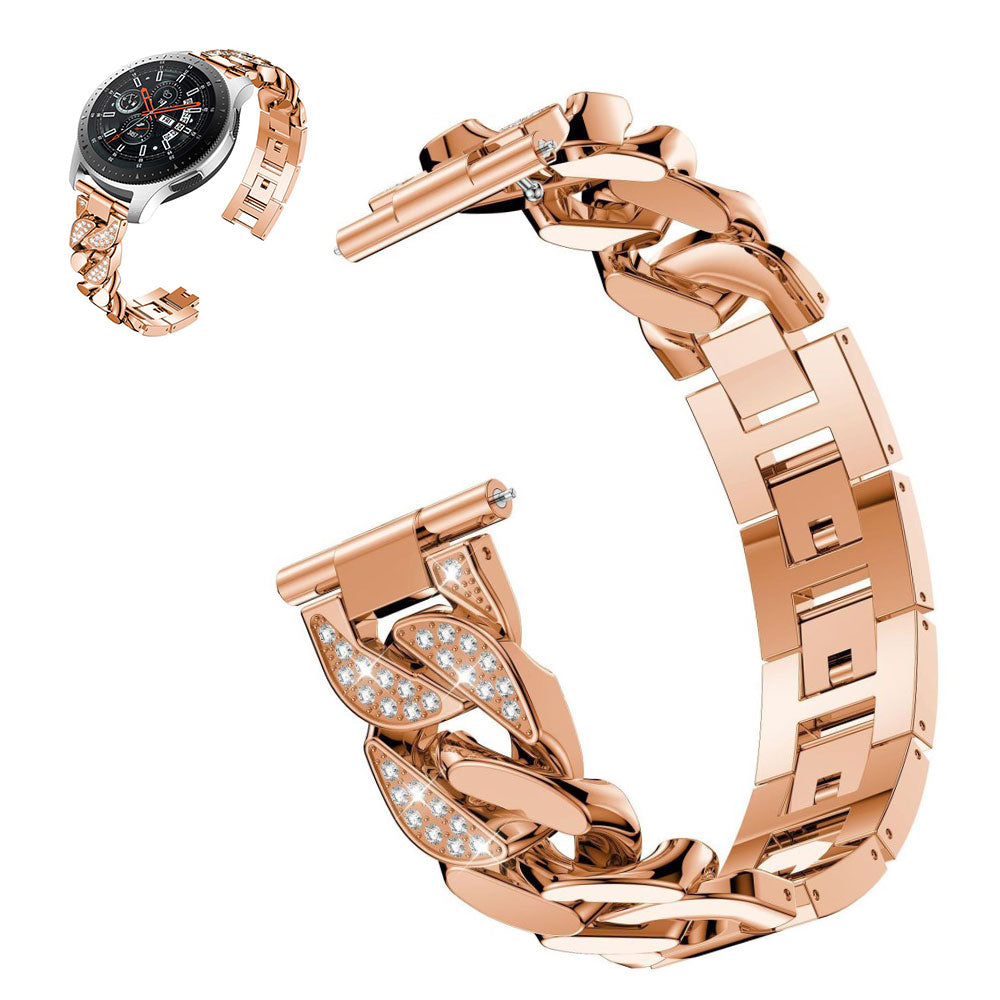 22mm Universal rhinestone adorned stainless steel watch strap - Rose Gold#serie_3