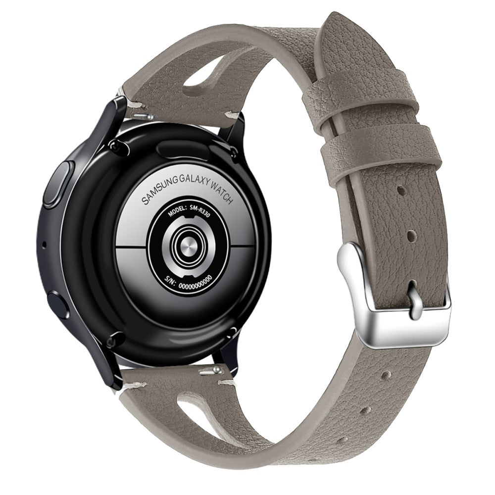 20mm Universal genuine leather watch strap with cutouts - Grey#serie_3