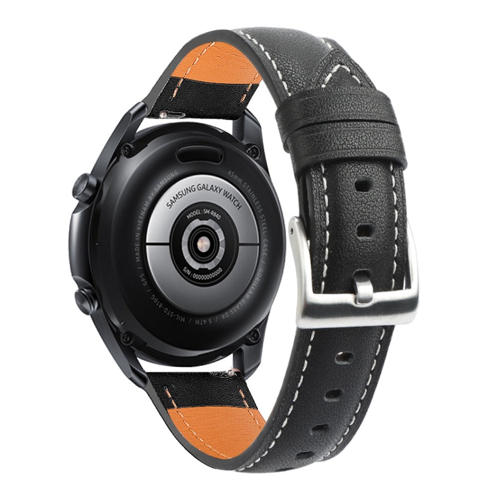 22mm Universal cowhide leather watch strap - Black#serie_2