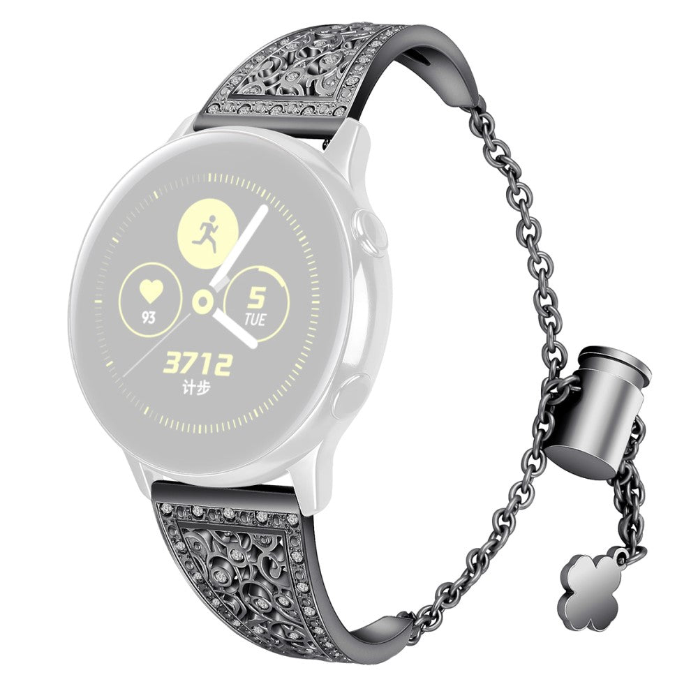20mm Universal rhinestone floral dรฉcor watch strap - Black#serie_1
