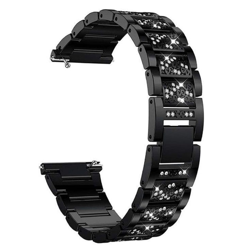 18mm Universal 3-bead rhinestone dรฉcor watch strap - Black#serie_1