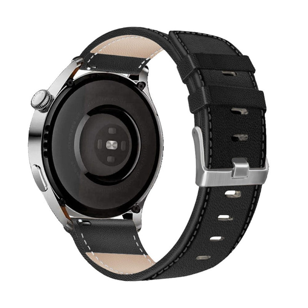 22mm Universal solid color leather watch strap - Black#serie_5