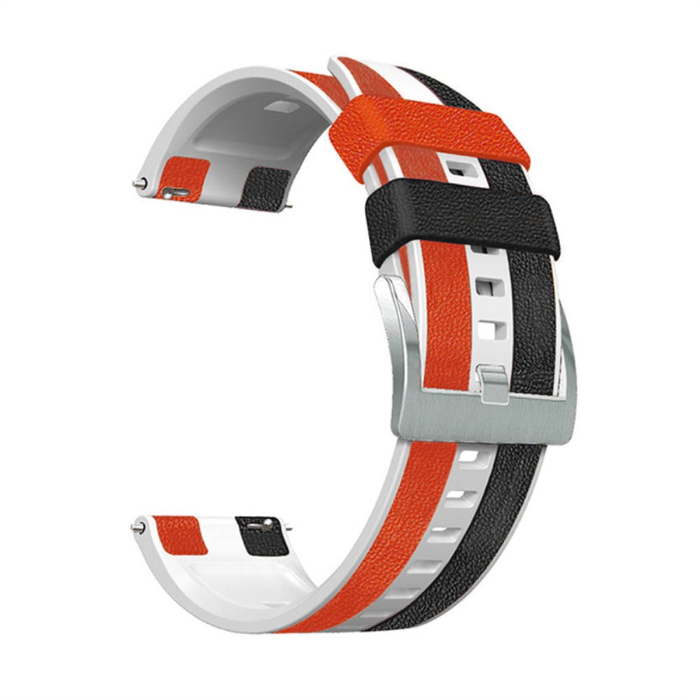 22mm Universal three color design silicone watch strap - Black / White / Red#serie_7