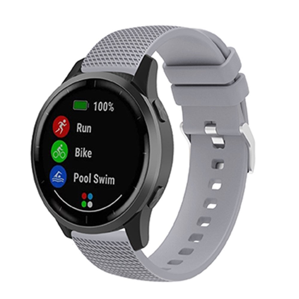 20mm Universal grid design silicone watch strap - Grey#serie_4