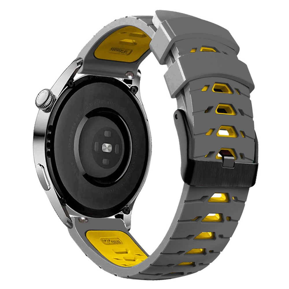Universal dual color trapezoid holes silicone watch strap - Grey / Yellow#serie_6