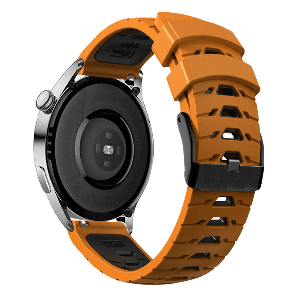 Universal dual color trapezoid holes silicone watch strap - Orange / Black#serie_9