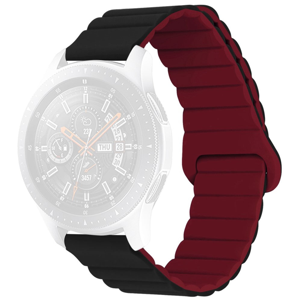 20mm Universal silicone watch strap - Black / Wine Red#serie_4