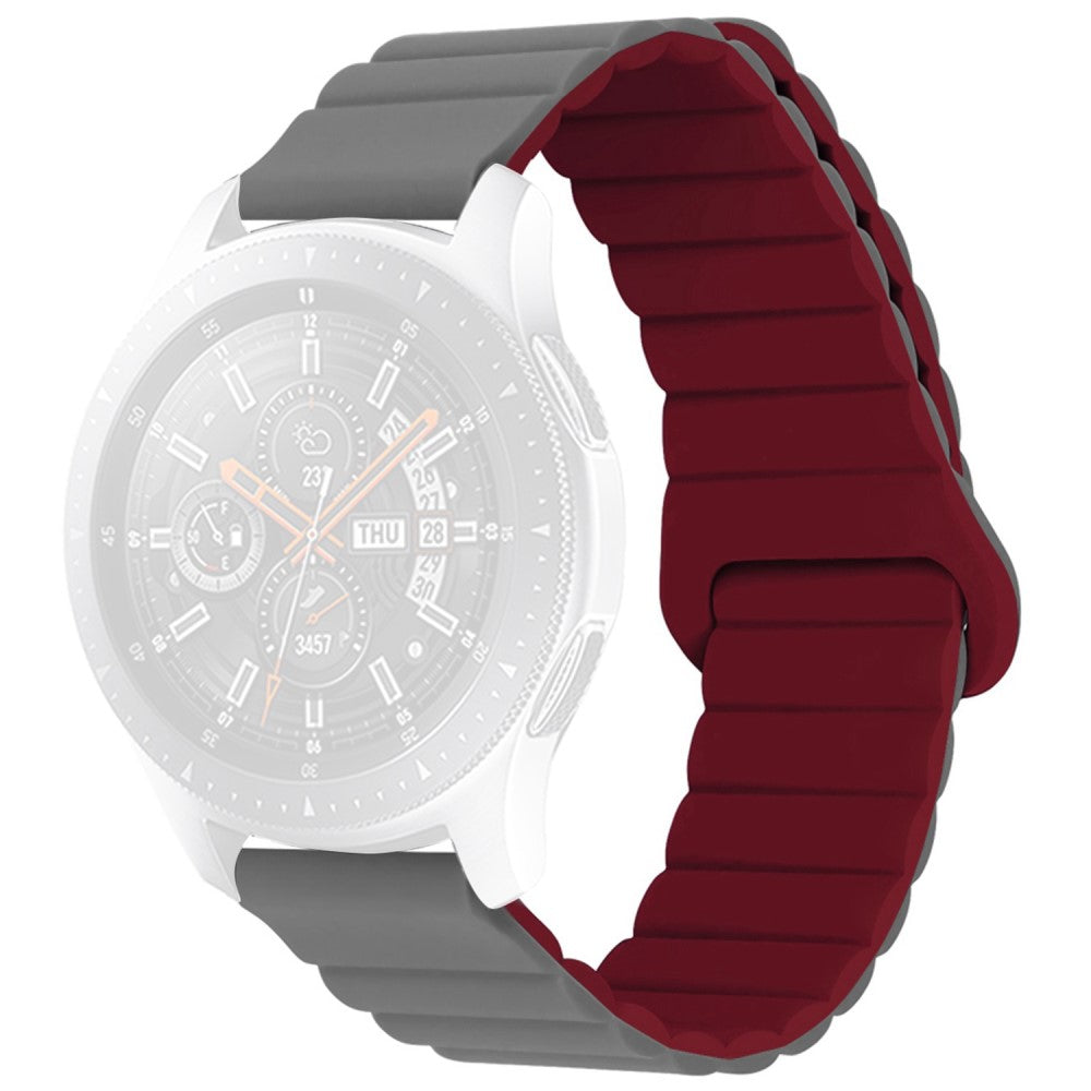 22mm Universal silicone watch strap - Grey / Wine Red#serie_8