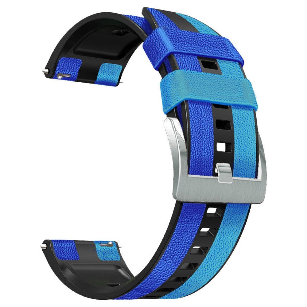 22mm Universal color splicing silicone watch strap - Blue / Black#serie_4