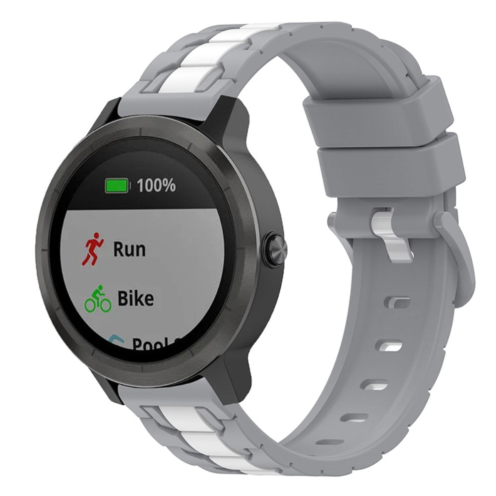 Dual color silicone watch strap for Garmin and Samsung watch - Grey / White#serie_8