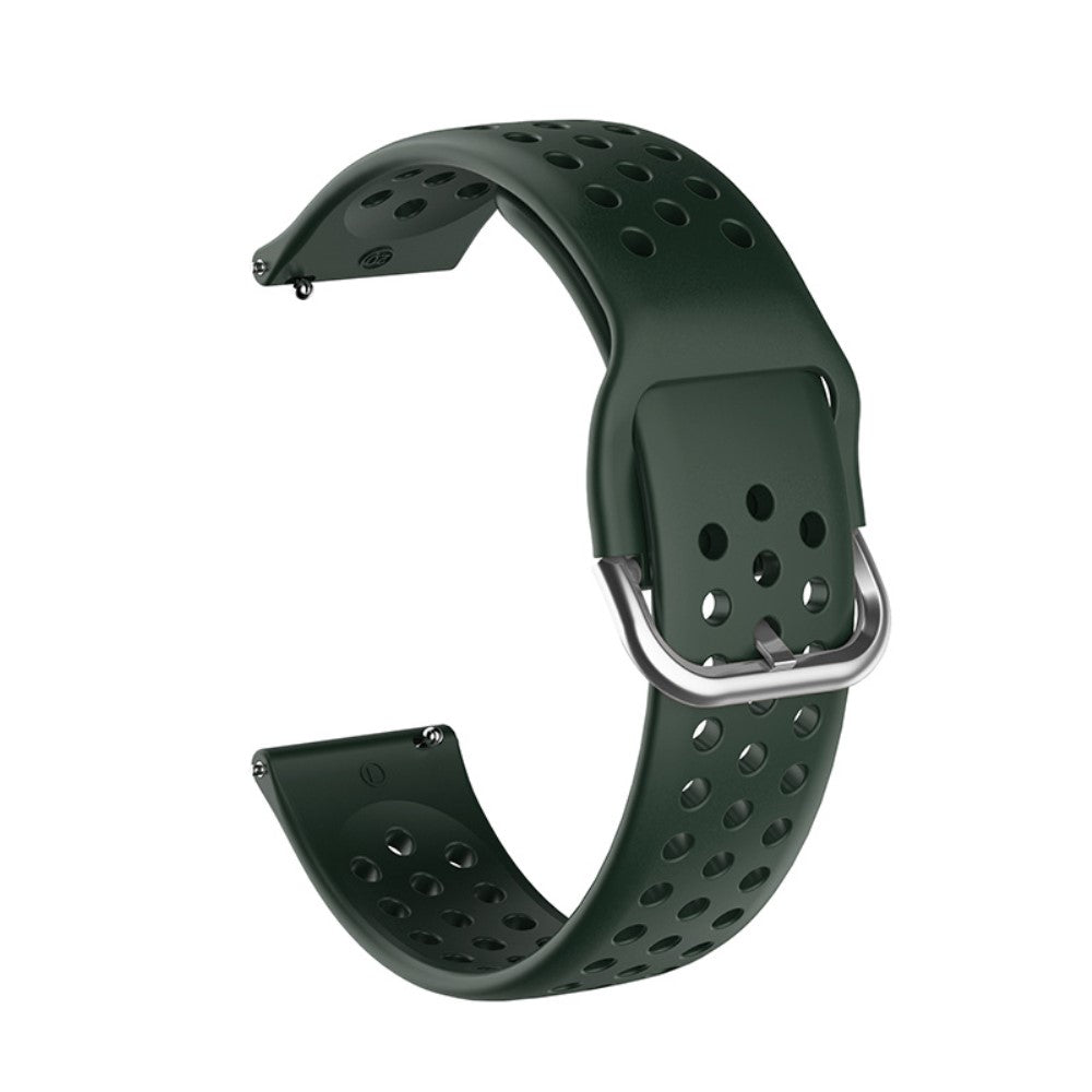 22mm Universal round hole style silicone watch strap - Blackish Green / Silver Buckle#serie_10