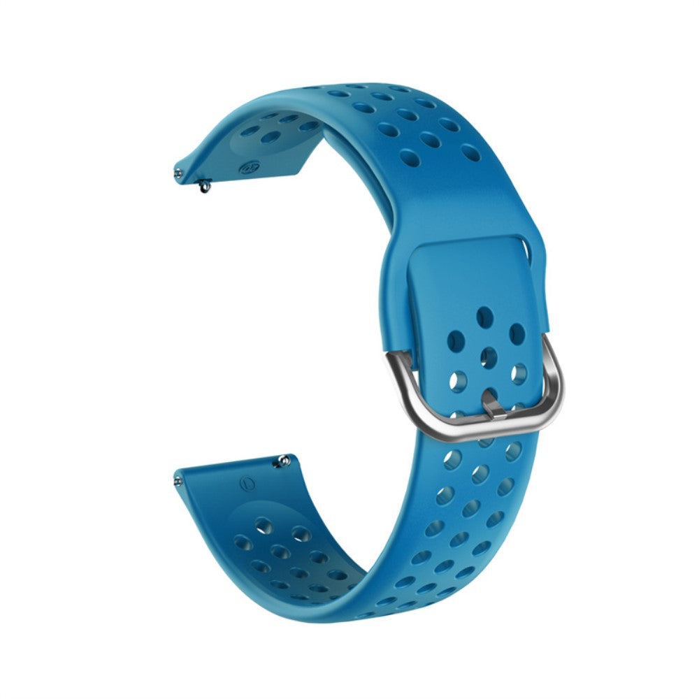 22mm Universal round hole style silicone watch strap - Sky Blue / Silver Buckle#serie_13