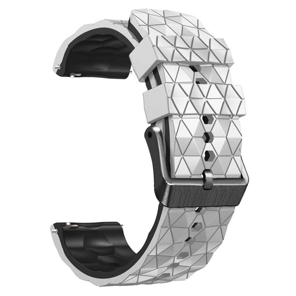 22mm Universal icosahedron style silicone watch strap - White / Black#serie_2