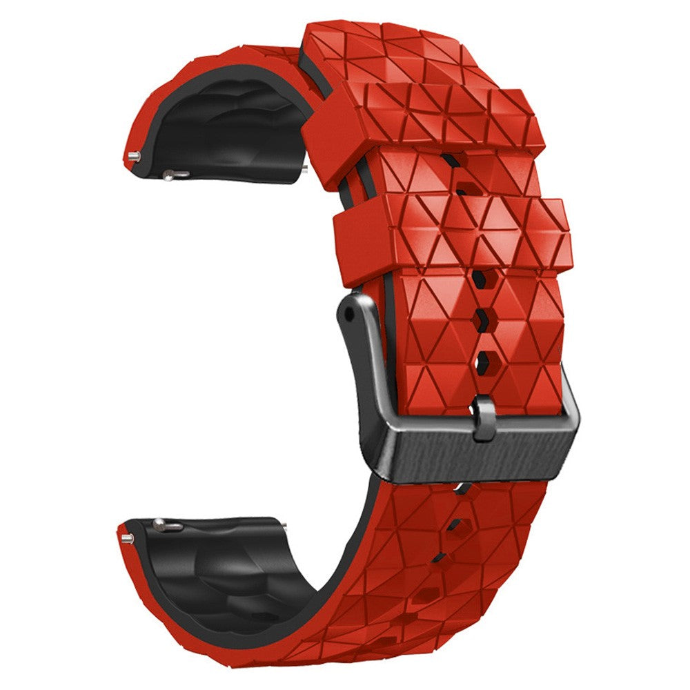 22mm Universal icosahedron style silicone watch strap - Red / Black#serie_5