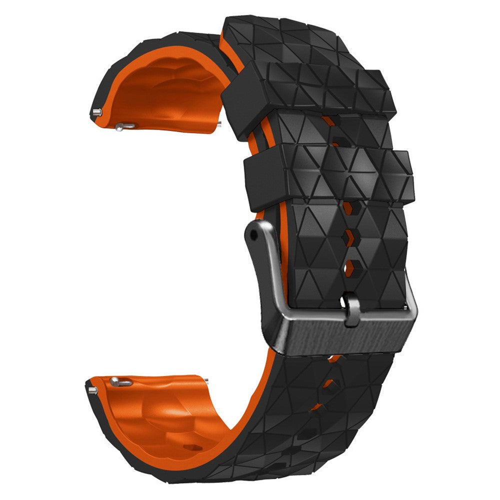22mm Universal icosahedron style silicone watch strap - Black / Orange#serie_8