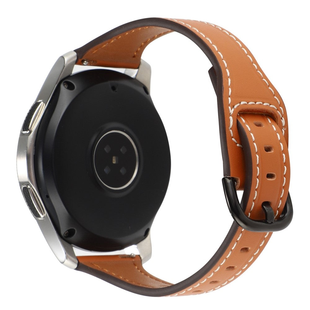 20mm Universal T-shape genuine leather watch strap - Brown / Black Buckle#serie_6