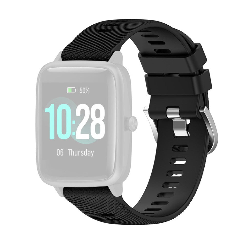 19mm Universal silicone cross stripe style watch strap - Black#serie_5