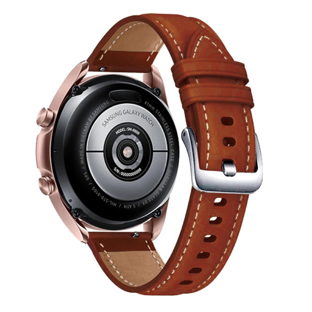 20mm Universal genuine leather watch strap with silver buckle - Brown#serie_2