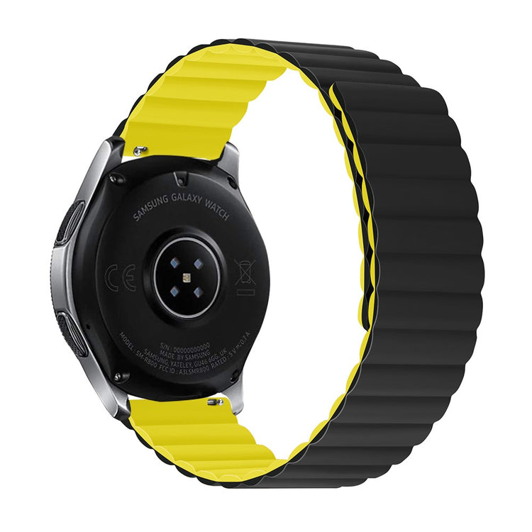 22mm Universal silicone watch strap - Black / Yellow Size: L#serie_1