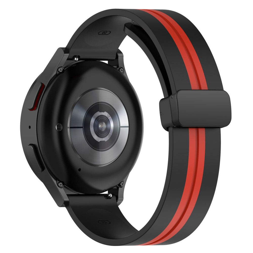 20mm Universal dual color silicone watch strap with magnetic folding buckle - Black / Red#serie_6