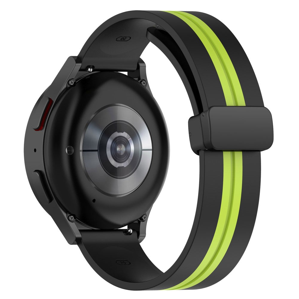 20mm Universal dual color silicone watch strap with magnetic folding buckle - Black / Lime#serie_8