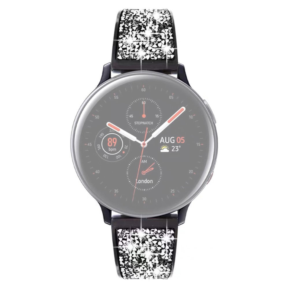 22mm Universal glitter adorned stainless steel watch strap - Black#serie_2