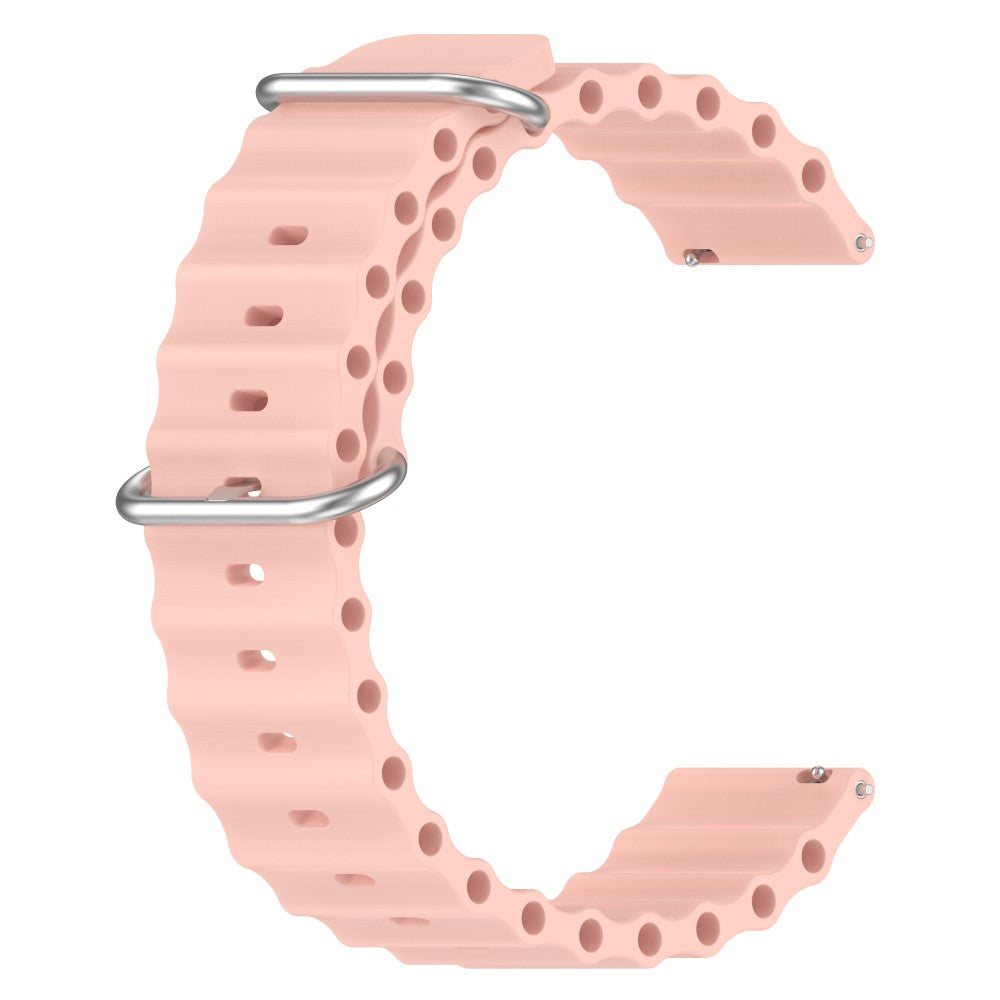 22mm Universal wave design silicone watch strap - Pink#serie_4