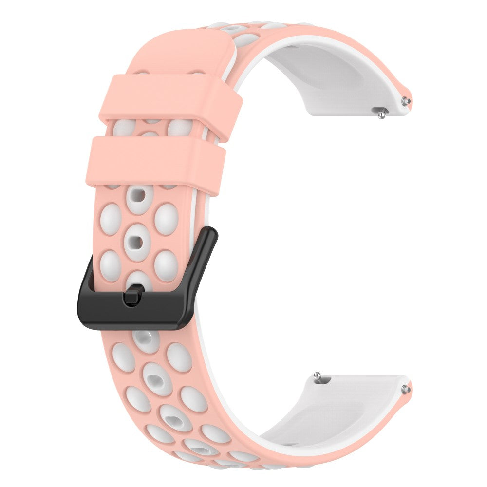 20mm Universal double color and holes design silicone watch strap - Pink / White#serie_5