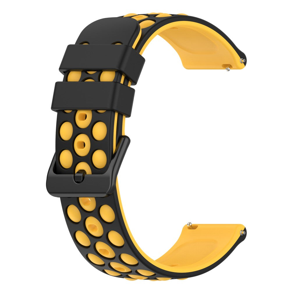 20mm Universal double color and holes design silicone watch strap - Black / Yellow#serie_7