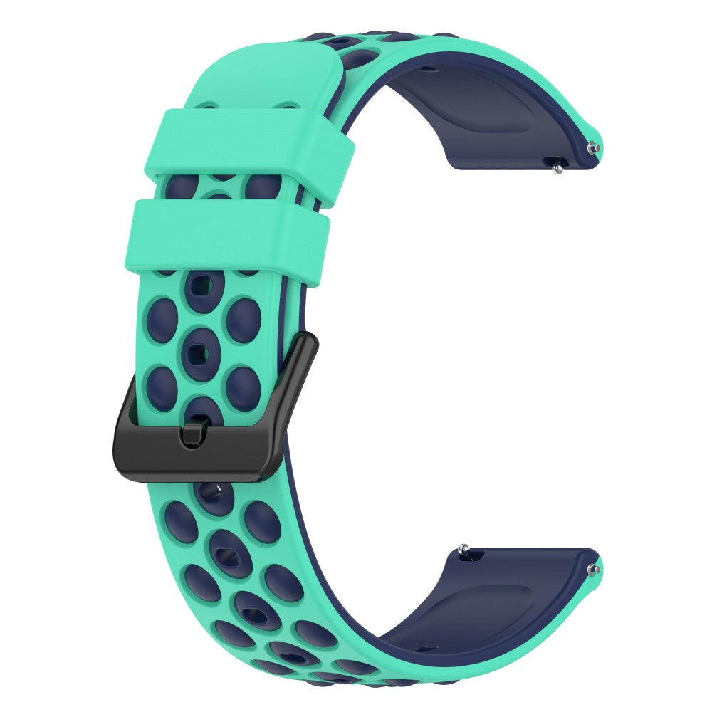 20mm Universal double color and holes design silicone watch strap - Teal / Midnight Blue#serie_9