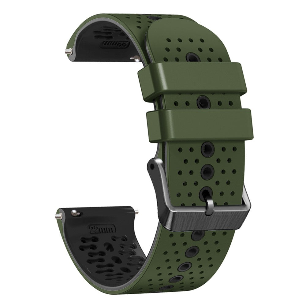 22mm Universal dual color silicone watch strap - Army Green / Black#serie_10