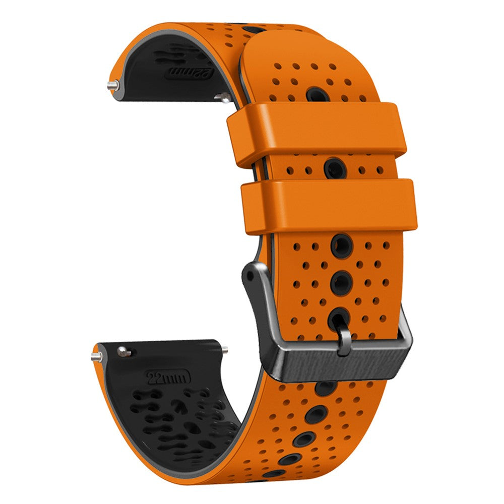 22mm Universal dual color silicone watch strap - Orange / Black#serie_3