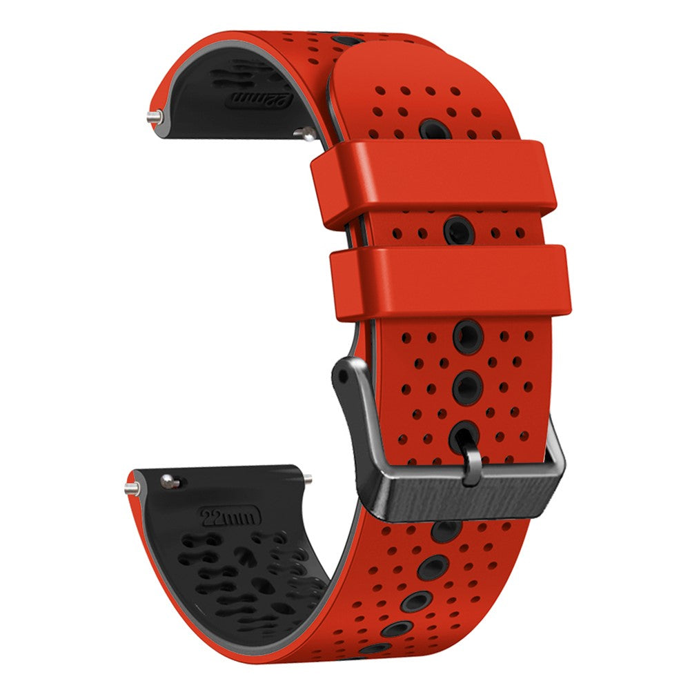 22mm Universal dual color silicone watch strap - Red / Black#serie_8