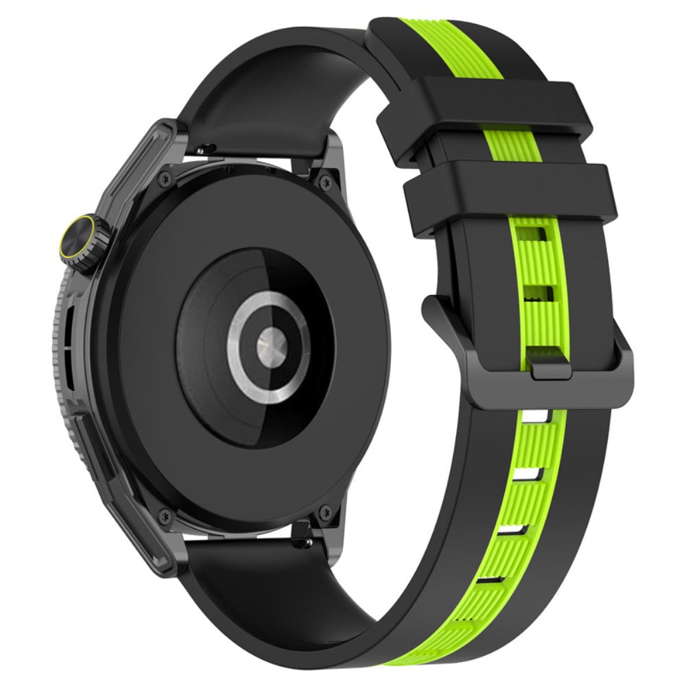 22mm Universal dual-color silicone watch strap - Black / Lime#serie_4