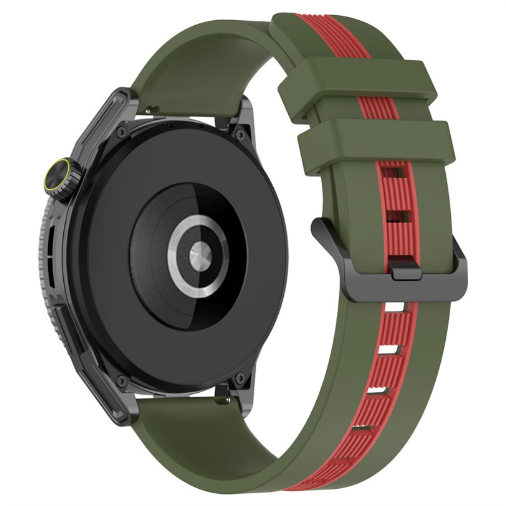 22mm Universal dual-color silicone watch strap - Army Green / Red#serie_8