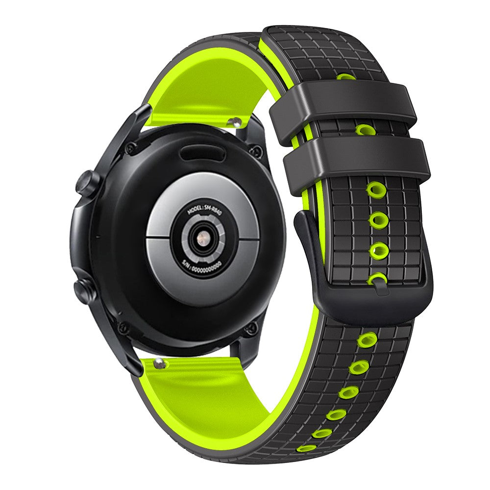 20mm Universal grid texture on silicone strap - Black / Lime#serie_7