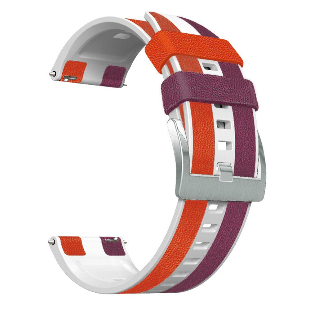 22mm Universal triple color style silicone strap - Purple / White / Red#serie_7