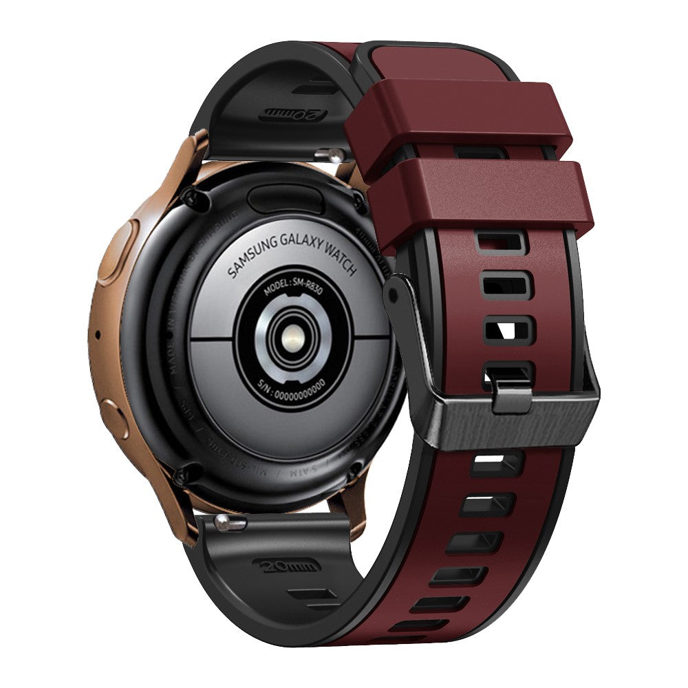 22mm Universal dual color silicone strap - Wine Red / Black#serie_7