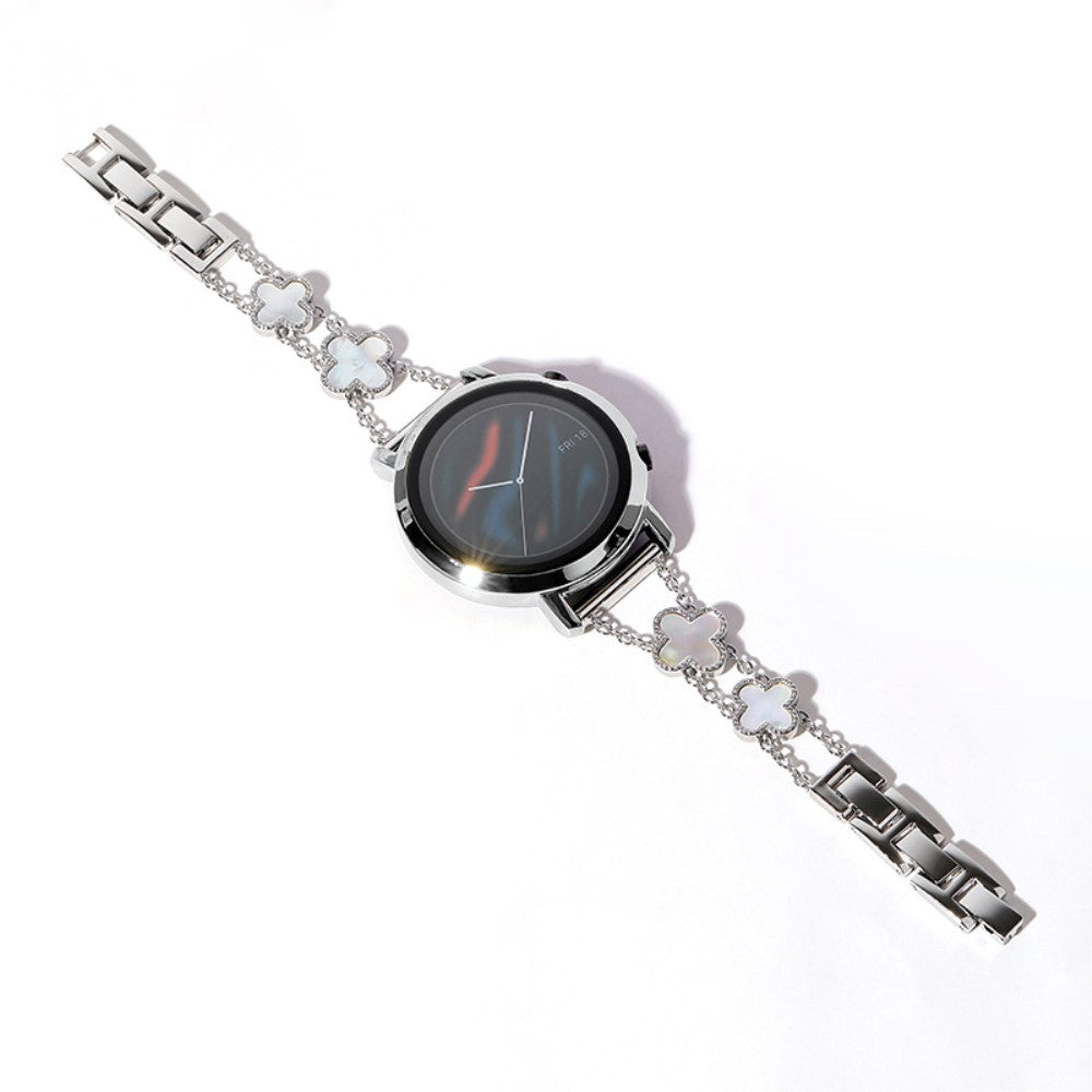 22mm Universal aluminum alloy clover adorned strap - Silver / White#serie_3