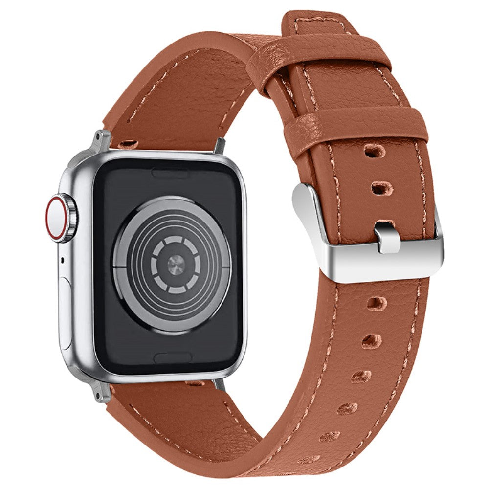 Meget skรธn Apple Watch Series 7 41mm รgte lรฆder Rem - Brun#serie_1