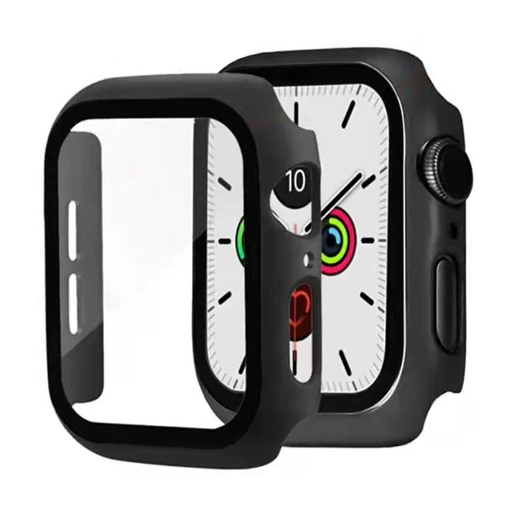 Mega Fed Apple Watch Series 7 41mm Cover med Skรฆrmbeskytter i Plastik og Hรฆrdet Glas - Sort#serie_1