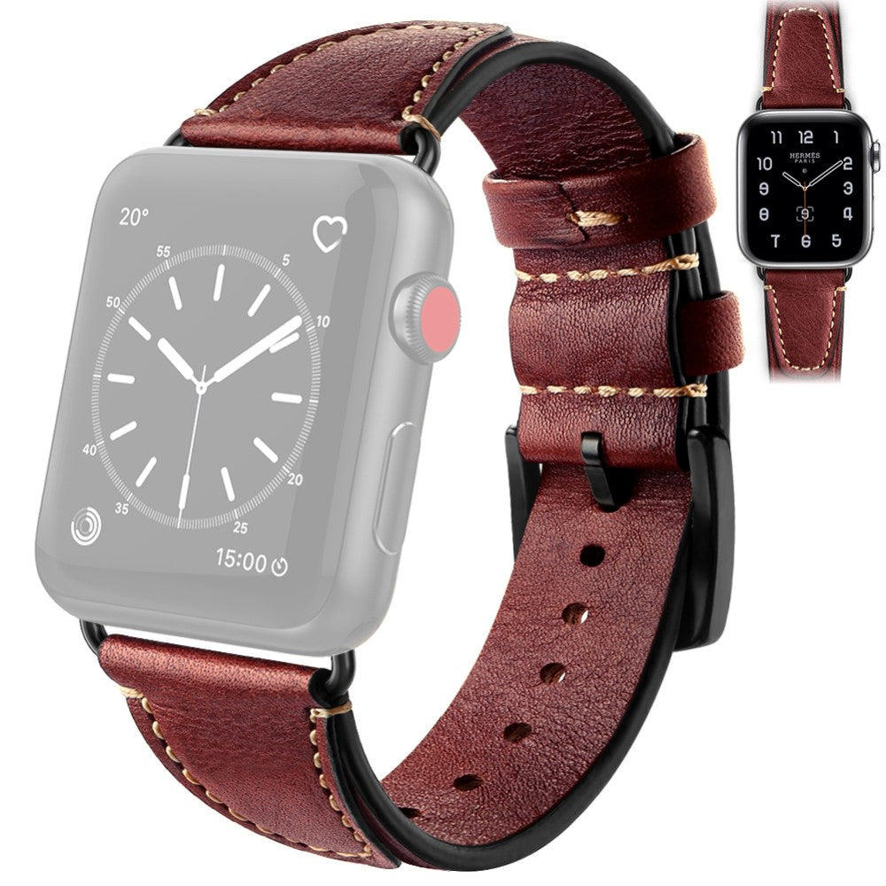 Mega skรธn Apple Watch Series 7 41mm รgte lรฆder Rem - Rรธd#serie_1