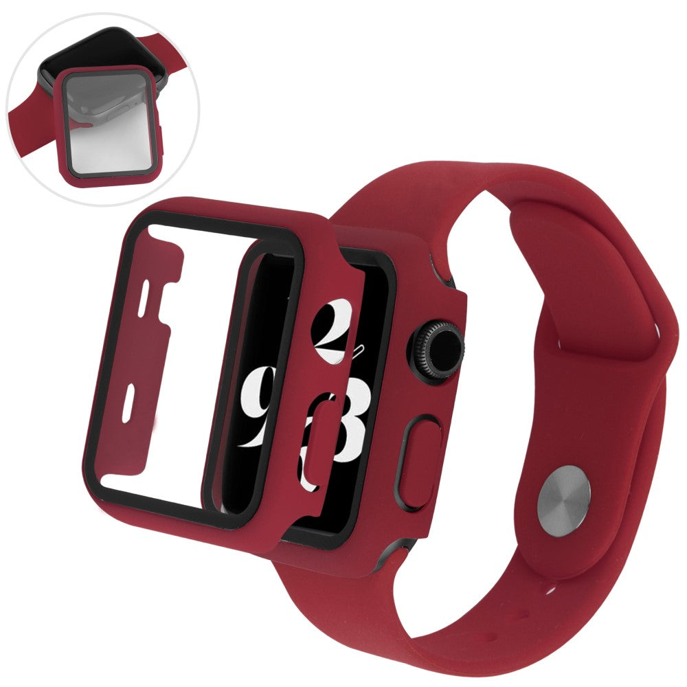 Apple Watch Series 7 41mm Silikone Cover med Rem og Hรฆrdet Glas - Rรธd#serie_1