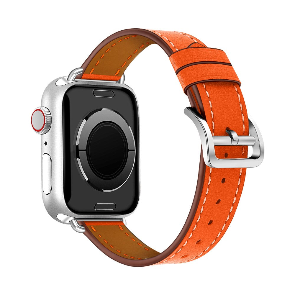 Meget elegant Apple Watch Series 7 41mm รgte lรฆder Rem - Orange#serie_1