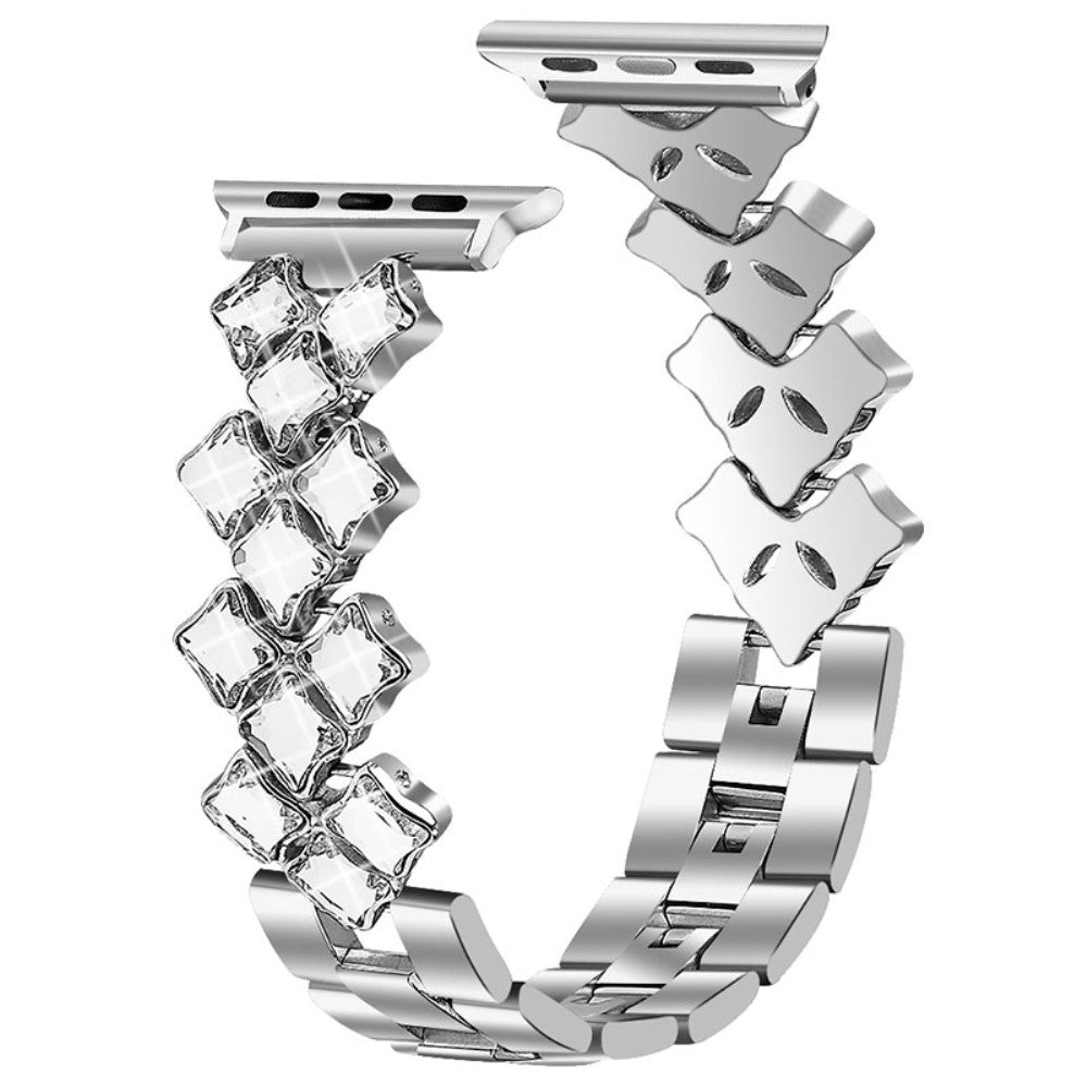 Meget skøn Apple Watch Series 7 41mm Metal og Rhinsten Rem - Sølv#serie_2