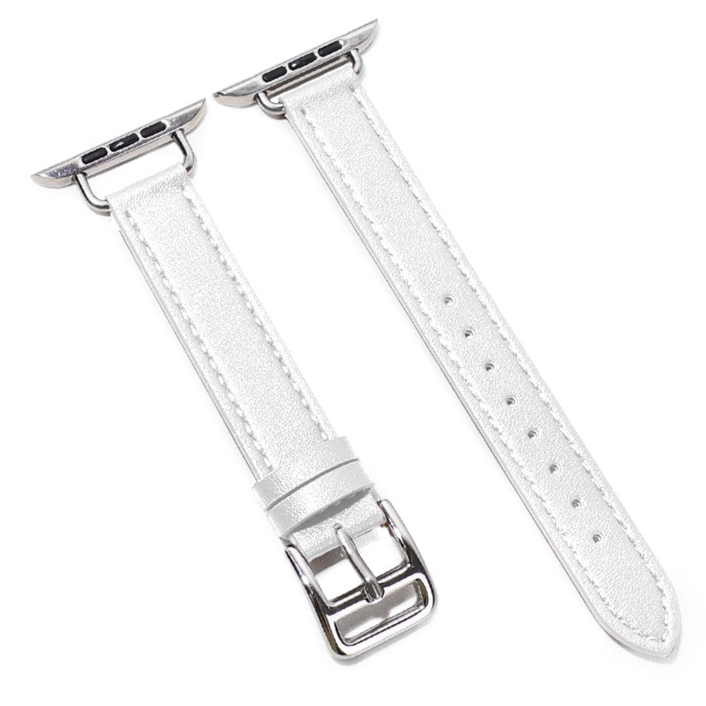 Sejt Apple Watch Series 7 41mm Kunstlæder Rem - Hvid#serie_4