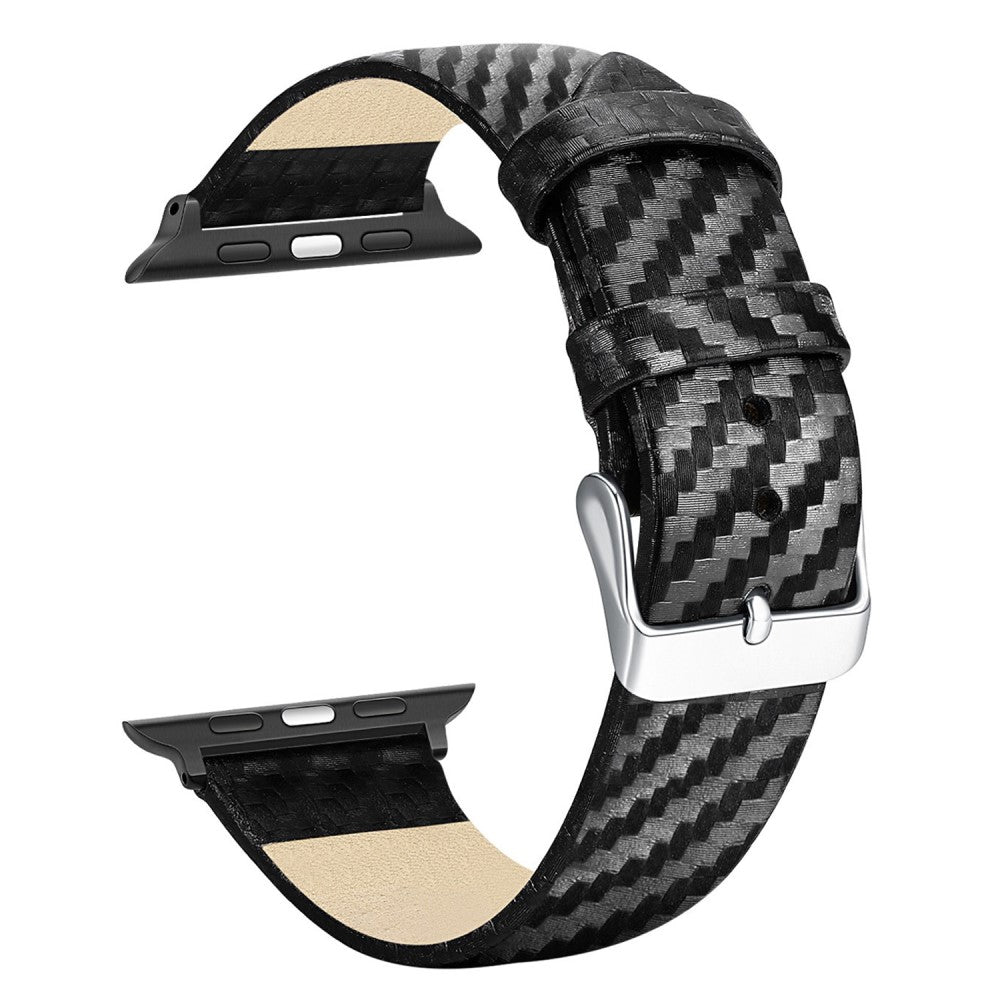 Cool Apple Watch Series 7 41mm รgte lรฆder og Plastik Rem - Sort#serie_137
