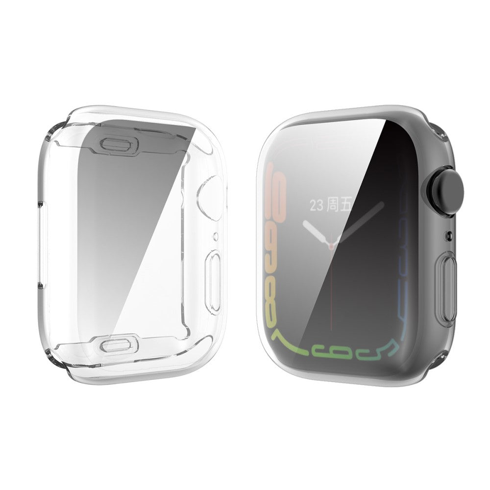 Godt Apple Watch Series 7 41mm Cover med Skรฆrmbeskytter i Silikone og Hรฆrdet Glas - Gennemsigtig#serie_145
