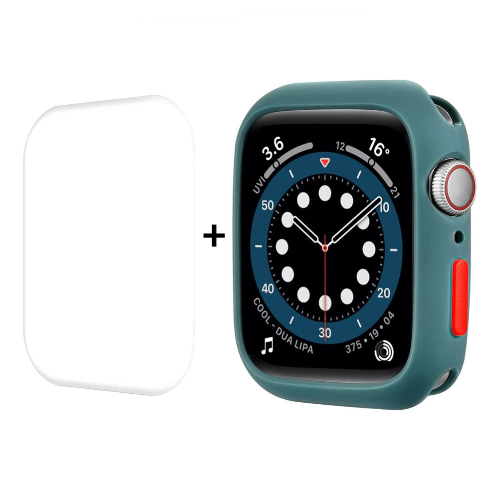 Vildt Fed Apple Watch Series 7 41mm Cover med Skรฆrmbeskytter i Silikone - Grรธn#serie_1