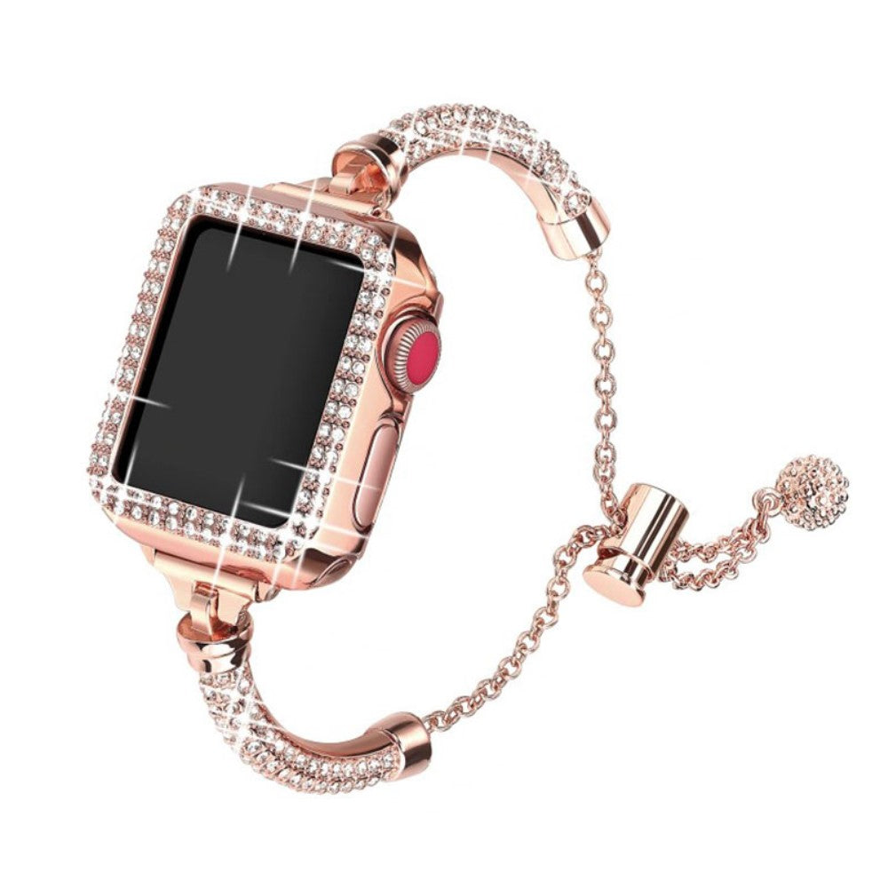 Meget kรธnt Apple Watch Series 7 41mm Metal og Rhinsten Rem - Pink#serie_1
